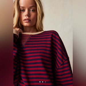 We the free Free People classic striped oversized crewneck. Size XL.